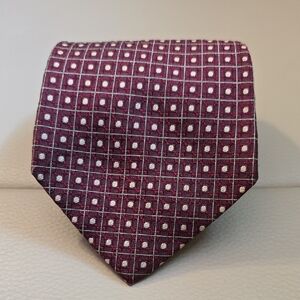 Ralph Lauren Burgundy Checkered Tie Preowned 57" Lenght